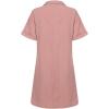 imagechouyatou Womens Casual Cotton Linen Dress Button Down Short Cuffed Sleeve Mini Shirt Dress with PocketsPink