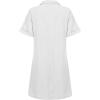 imagechouyatou Womens Casual Cotton Linen Dress Button Down Short Cuffed Sleeve Mini Shirt Dress with PocketsWhite