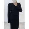 imagechouyatou Womens Two Piece Sweater Skirt Sets Knitted Sweater Top and Midi Long Bodycon Skirt 2 Piece OutfitsBlack