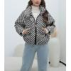imagechouyatou Womens Winter Plaid Checkered Quilted Puffer Jacket Stand Collar Zip Up Short Puffy Down CoatBlack