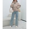 imagechouyatou Womens Winter Plaid Checkered Quilted Puffer Jacket Stand Collar Zip Up Short Puffy Down CoatKhaki