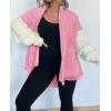 imagechouyatou Womens Y2K Cable Knitted Long Sleeve Button Down Denim Jacket Color Block Patchwork Jean JacketPink