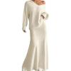 imagechouyatou Womens 2 Piece Sets Slouchy VNeck Pullover Tops Long Skirt Two Piece Sweater Skirt OutfitsApricot