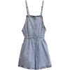 imagechouyatou Womens Adjusted Straps Plus Size Drawstring Waist Distressed Denim Bib Pinafore Short OverallLight Blue