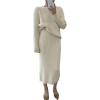imagechouyatou Womens Two Piece Sweater Skirt Sets Knitted Sweater Top and Midi Long Bodycon Skirt 2 Piece OutfitsApricot