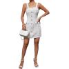 imagechouyatou Women Elegant Pencil Tweed Pinafore Dress V Neck Sleeveless Plaid Mini Short Overall Vest DressBeige