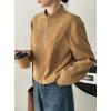 imagechouyatou Women Vintage Faux Suede Jacket Zip Up Bomber Jacket Stand Collar Cropped Biker Moto Jacket CoatBrown