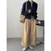 imagechouyatou Women Vintage Faux Suede Jacket Zip Up Bomber Jacket Stand Collar Cropped Biker Moto Jacket CoatNavy Blue
