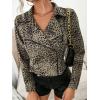 imagechouyatou Womens Chic Streetwear Leopard Print Moto Biker Suede Leather JacketGreen