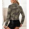 imagechouyatou Womens Chic Streetwear Leopard Print Moto Biker Suede Leather JacketGreen