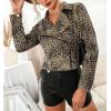 imagechouyatou Womens Chic Streetwear Leopard Print Moto Biker Suede Leather JacketGreen