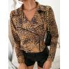 imagechouyatou Womens Chic Streetwear Leopard Print Moto Biker Suede Leather JacketKhaki