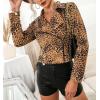 imagechouyatou Womens Chic Streetwear Leopard Print Moto Biker Suede Leather JacketKhaki