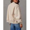 imagechouyatou Womens Fall Oversized Faux Leather Bomber Jacket Zip Boyfriend Motocycle Leather JacketBeige