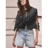 imagechouyatou Womens Fashion Fringe Tassels Faux Suede Leather Sleeveless Cropped Vest Jacket TopsBlack