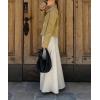 imagechouyatou Womens Faux Suede Cropped Jacket Casual Button Down Faux Suede Leather Shacket TopsKhaki