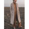 imagechouyatou Womens Fuzzy Plush Sherpa Jacket Double Breasted Notch Lapel Faux Fur Coat OuterwearBeige Brown