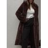imagechouyatou Womens Fuzzy Plush Sherpa Jacket Double Breasted Notch Lapel Faux Fur Coat OuterwearBrown