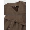 imagechouyatou Womens Sexy Wrap Suede Dress Long Sleeve ALine Faux Suede Leather Party Mini DressBrown