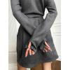 imagechouyatou Womens Sexy Wrap Suede Dress Long Sleeve ALine Faux Suede Leather Party Mini DressGray