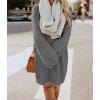 imagechouyatou Womens Winter Furry Pullover Sweater Dress Long Sleeve Fuzzy Fleece Warm Sweater Short DressGray