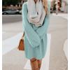 imagechouyatou Womens Winter Furry Pullover Sweater Dress Long Sleeve Fuzzy Fleece Warm Sweater Short DressLight Blue