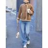 imagechouyatou Womens Winter Thicken Notch Lapel Button Down Sherpa Fleece Faux Suede Outerwear Jacket CoatBrown