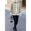 imagechouyatou Womens Winter Thicken Notch Lapel Button Down Sherpa Fleece Faux Suede Outerwear Jacket CoatGreen