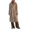 imagechouyatou Womens Fuzzy Plush Sherpa Jacket Double Breasted Notch Lapel Faux Fur Coat OuterwearBeige Brown