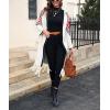 imagechouyatou Womens Boho Fringe Cardigan Sweater Aztec Tribal Open Front Duster Long Cardigan CoatGray White