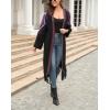 imagechouyatou Womens Boho Fringe Cardigan Sweater Aztec Tribal Open Front Duster Long Cardigan CoatPurple Black