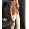 imagechouyatou Womens Business Casual Blazer Jacket Waffle Knit Sweater Cardigan Top Open Front Sweater CoatBrown