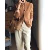 imagechouyatou Womens Business Casual Blazer Jacket Waffle Knit Sweater Cardigan Top Open Front Sweater CoatBrown