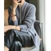 imagechouyatou Womens Business Casual Blazer Jacket Waffle Knit Sweater Cardigan Top Open Front Sweater CoatGrey Blue