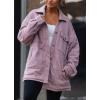 imagechouyatou Womens Fall Winter Lightweight Quilted Jacket Button Up Padded Oversized Down Puffer JacketPurple