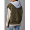 imagechouyatou Womens Fall Winter Lightweight Quilted Vest Zip Up Hooded Baggy Puffer Jacket CoatOlive Green