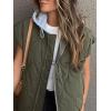 imagechouyatou Womens Fall Winter Lightweight Quilted Vest Zip Up Hooded Baggy Puffer Jacket CoatOlive Green