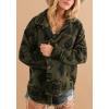 imagechouyatou Womens Fuzzy Fleece Jacket Tribal Aztec Print Button Down Boyfriend Shirt Shacket JacketsArmy Green