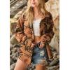 imagechouyatou Womens Fuzzy Fleece Jacket Tribal Aztec Print Button Down Boyfriend Shirt Shacket JacketsCamel