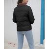 imagechouyatou Womens Winter Cute Lapel Collar Quilted Puffer Coat Button Down Contrast Trim Puffy Down JacketBlack