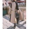 imagechouyatou Womens Winter Double Breasted Wool Trench Coat Color Block Notch Lapel Long Wool Pea Coat with BeltBlack Khaki