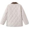 imagechouyatou Womens Winter Lightweight Quilted Jacket Contrast Color Collar Utility Puffer Jacket Down CoatBeige
