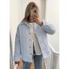 imagechouyatou Womens Winter Striped Lightweight Quilted Jacket Button Down Puffer Jacket Down CoatBlue