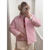 imagechouyatou Womens Winter Striped Lightweight Quilted Jacket Button Down Puffer Jacket Down CoatPink