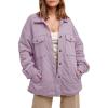 imagechouyatou Womens Fall Winter Lightweight Quilted Jacket Button Up Padded Oversized Down Puffer JacketPurple