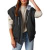 imagechouyatou Womens Fall Winter Lightweight Quilted Vest Zip Up Hooded Baggy Puffer Jacket CoatBlack