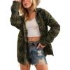 imagechouyatou Womens Fuzzy Fleece Jacket Tribal Aztec Print Button Down Boyfriend Shirt Shacket JacketsArmy Green
