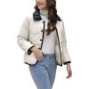 imagechouyatou Womens Winter Cute Lapel Collar Quilted Puffer Coat Button Down Contrast Trim Puffy Down JacketWhite
