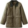 imagechouyatou Womens Winter Lightweight Quilted Jacket Contrast Color Collar Utility Puffer Jacket Down CoatArmy Green