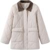 imagechouyatou Womens Winter Lightweight Quilted Jacket Contrast Color Collar Utility Puffer Jacket Down CoatBeige